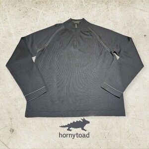 Horny Toad Men's‎ XL 100% Merino Wool Quarter Zip Pullover Raglan Sweater Grey L